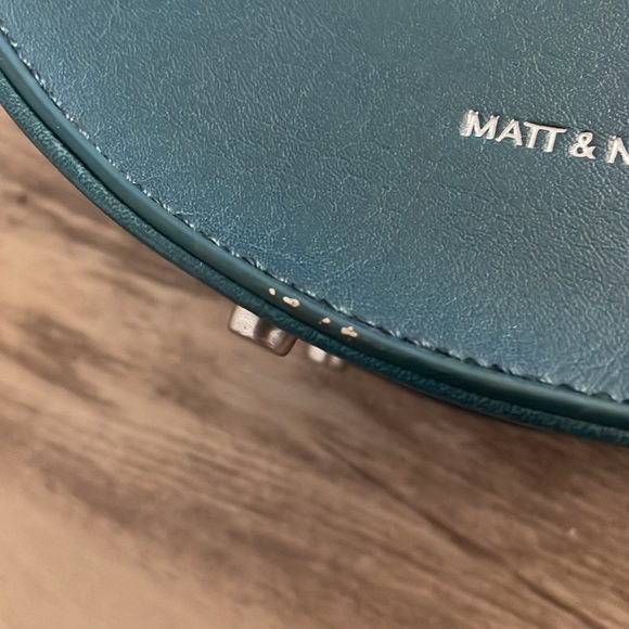 Matt & Nat Retro Teal Circular Vegan Leather Crossbody Bag - Picture 12 of 12
